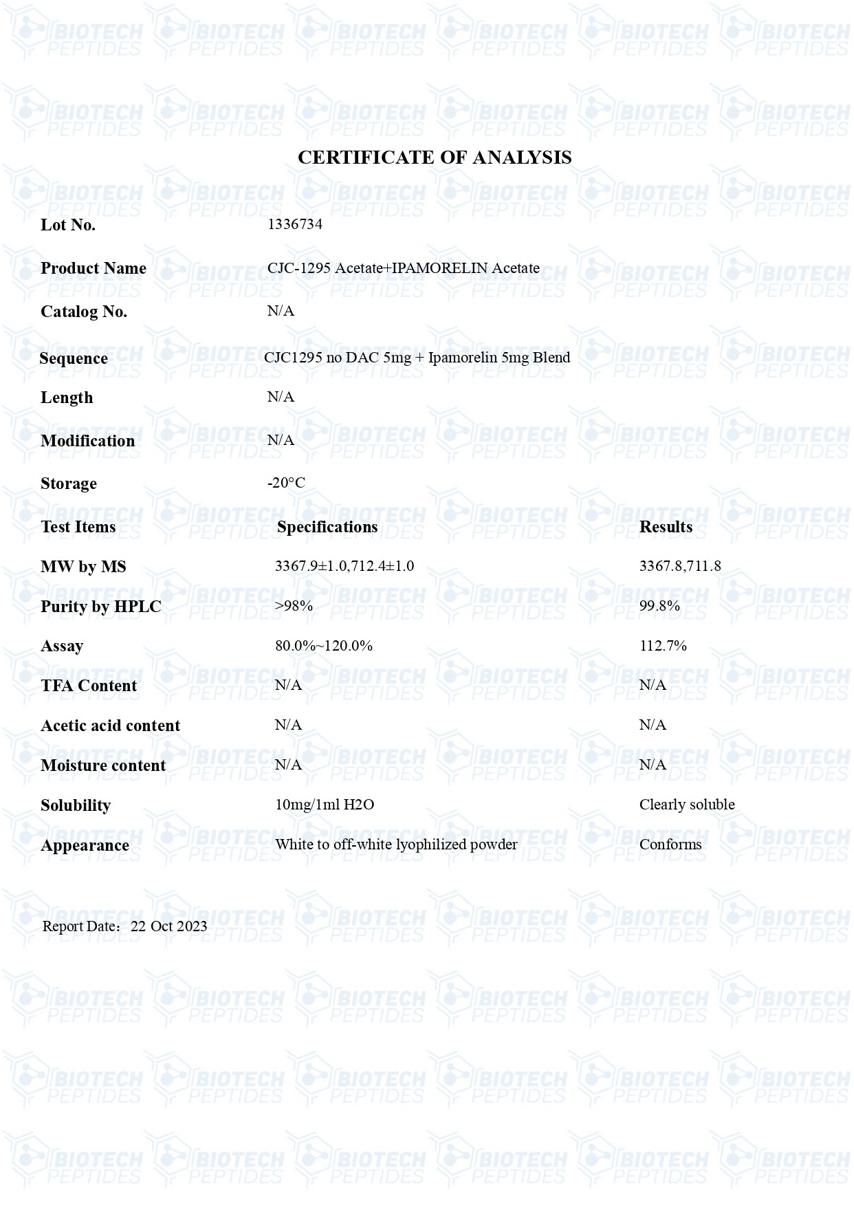 CJC-1295-Ipamorelin-10mg-COA