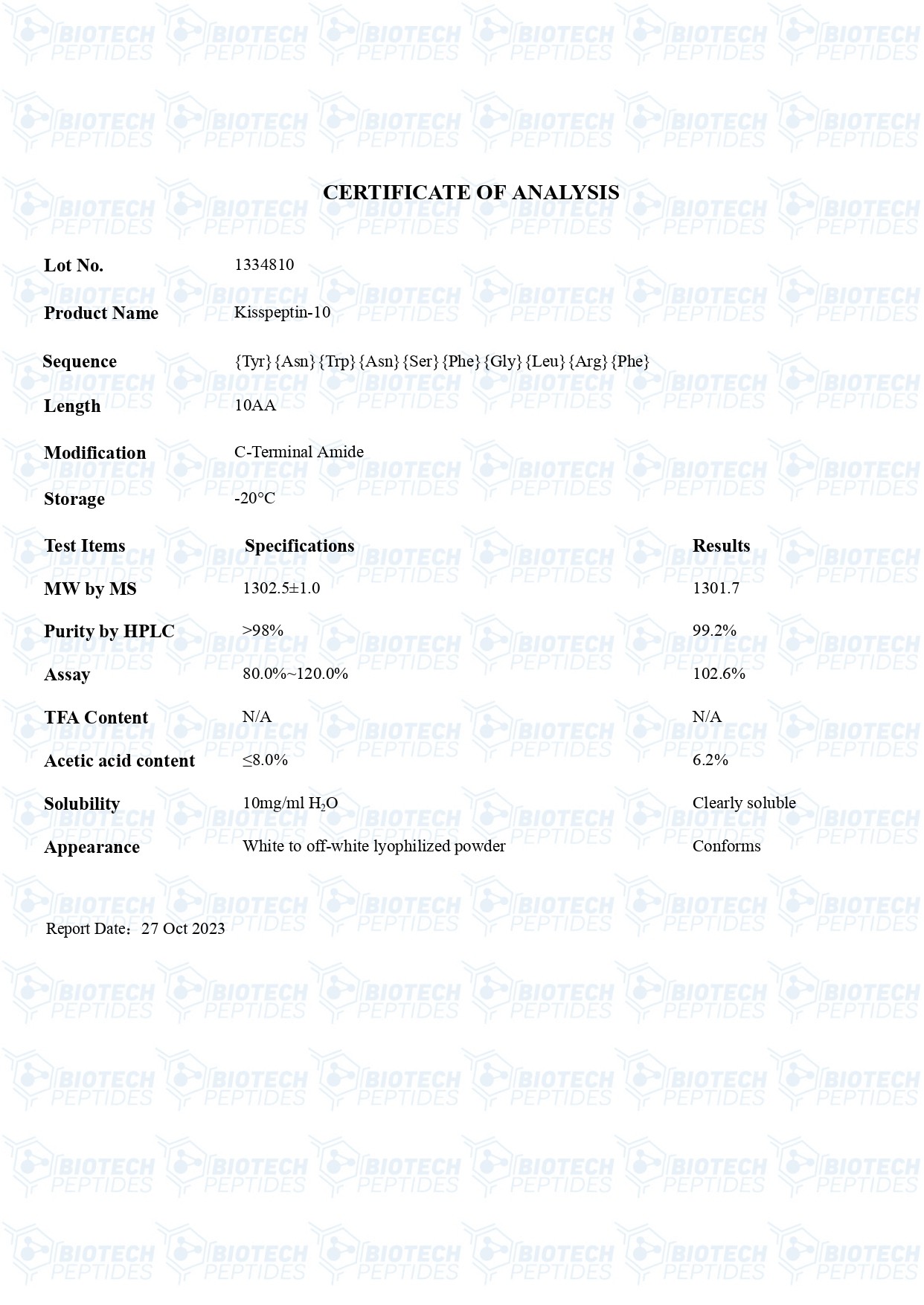 Kisspeptin-10-10mg-COA